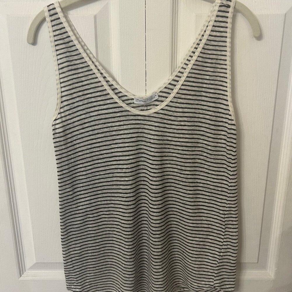 Zara Stripes Linen Tank Top Size S - Navy/White